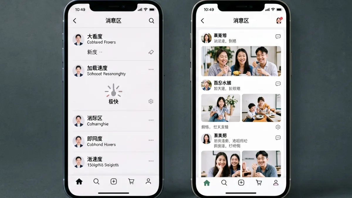 第一福利导航资讯快报频道与社区互动频道在移动端的页面加载速度与内容密度对比截图